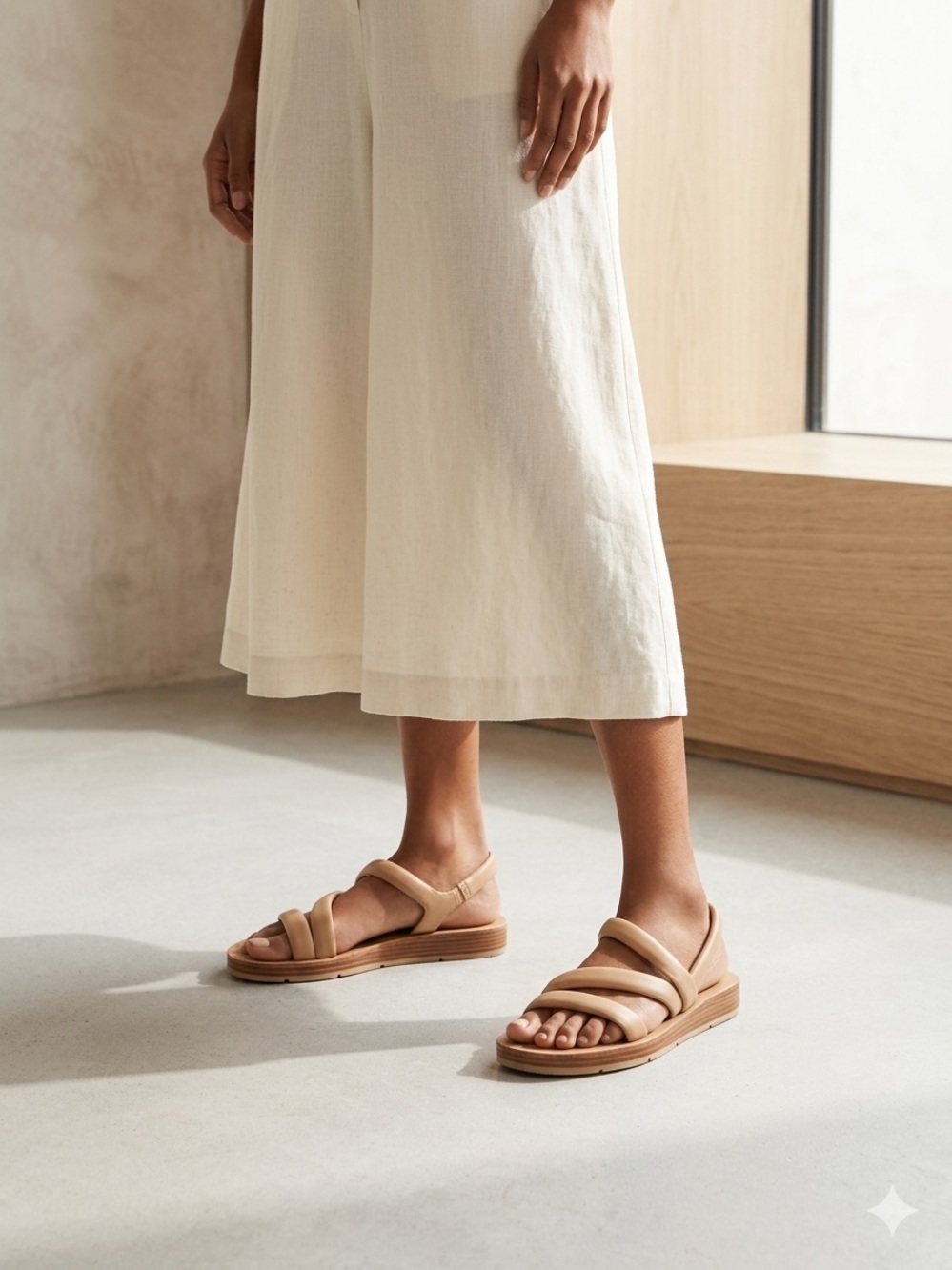Vince Nude Leather Flat Sandals Women’s Size 9 (Eu 39)